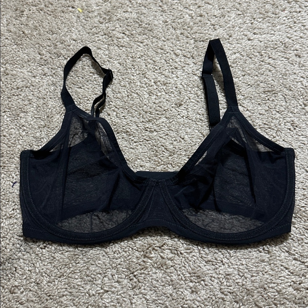Skims 32dddd sheer mesh underwire bra onyx - Picture 1 of 6